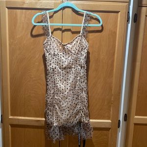 Size 4 Nude, polkadot, mesh frill dress